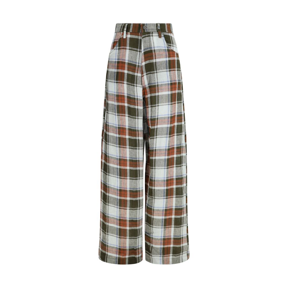 MARBELL Multicolor Linen Casual Pants for Women