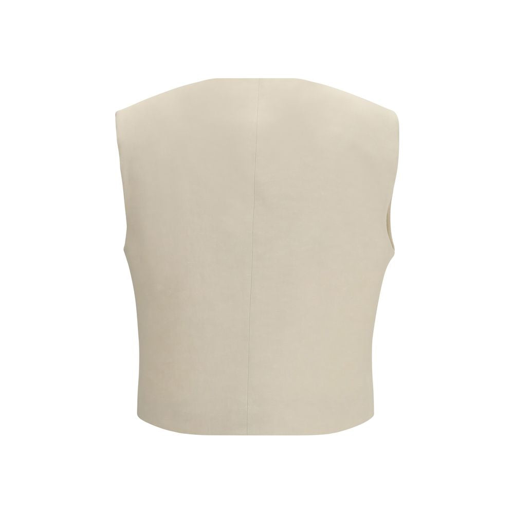P.A.R.O.S.H. Beige Wool Sleeveless Jacket for Women