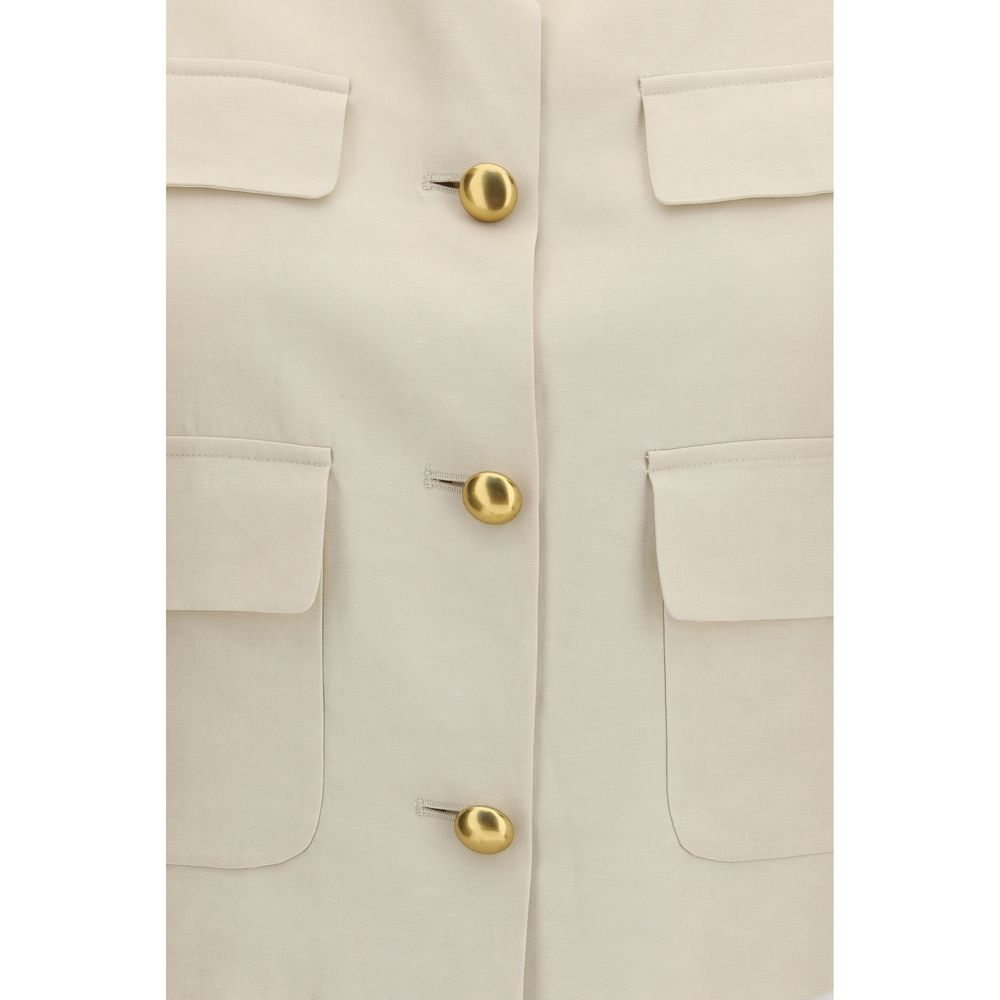 P.A.R.O.S.H. Beige Wool Sleeveless Jacket for Women