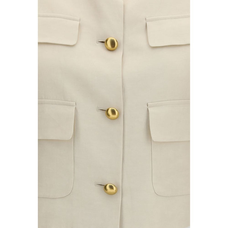 P.A.R.O.S.H. Beige Wool Sleeveless Jacket for Women
