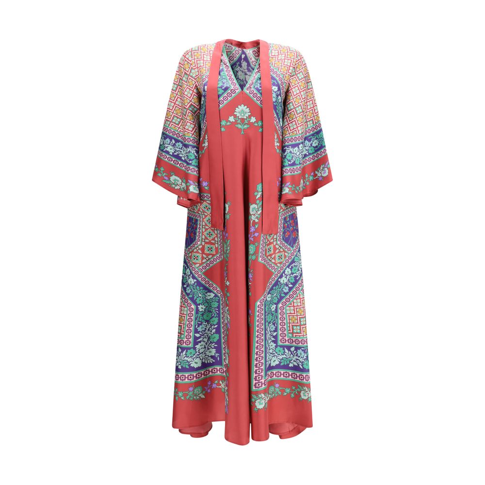 La Double J Magnifico Multicolor Silk Casual Dress