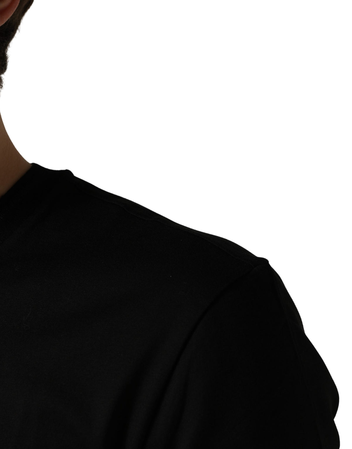 T-shirt col rond en coton noir avec écusson King pour homme Dolce & Gabbana