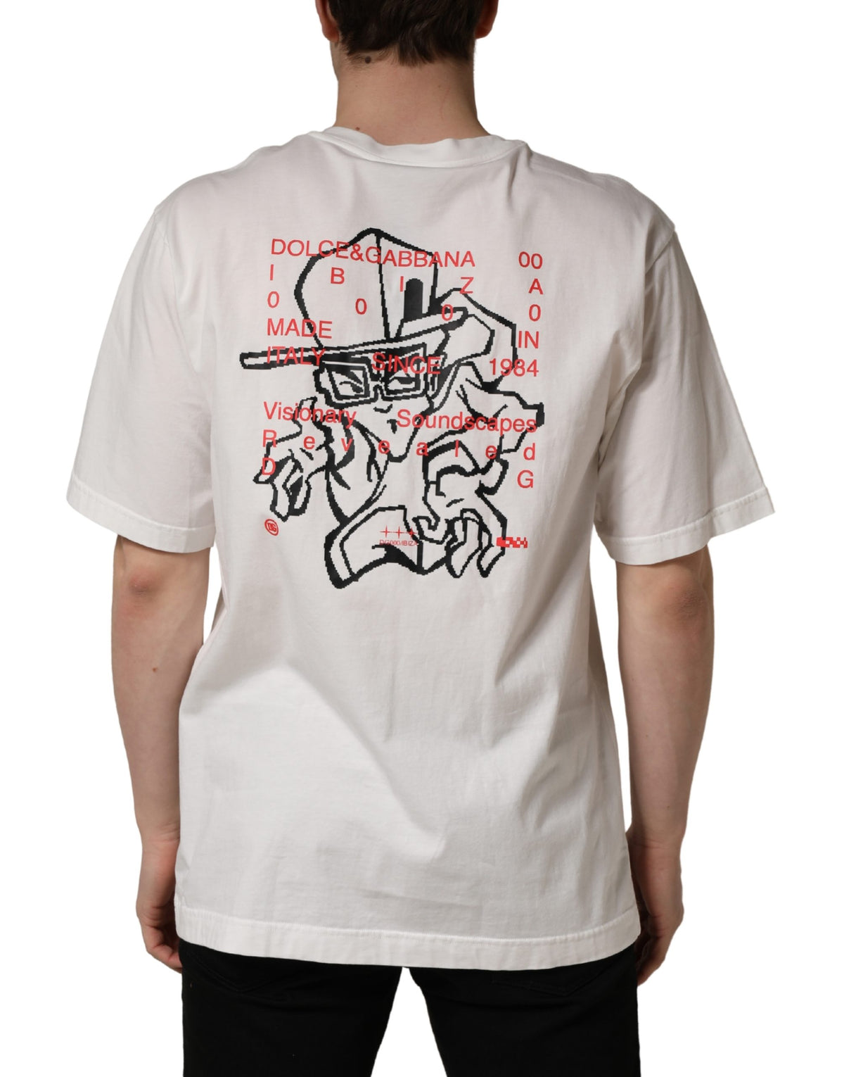 T-shirt Dolce & Gabbana en coton blanc à imprimé graphique et col rond