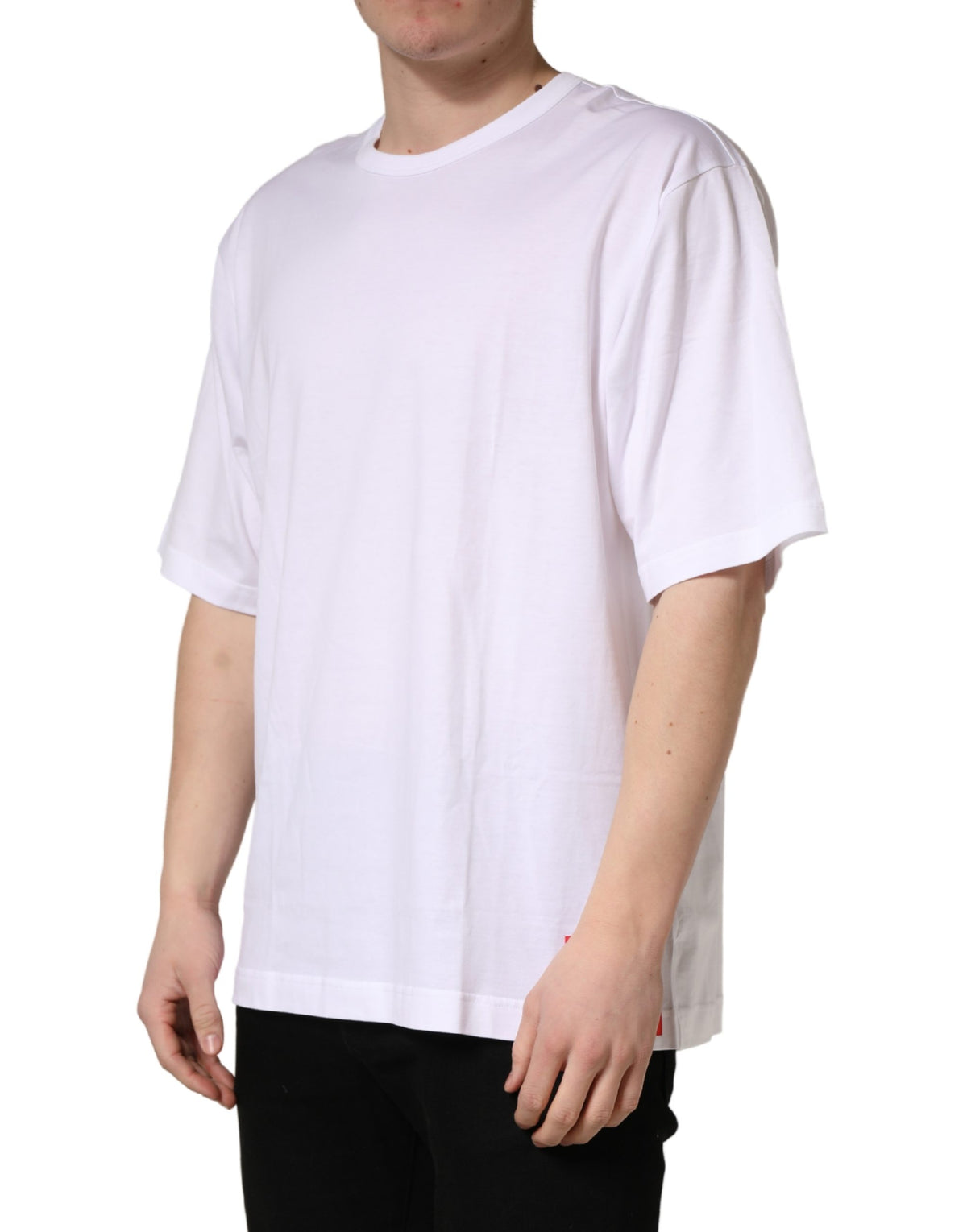 T-shirt blanc en coton à manches courtes et col rond de Dolce &amp; Gabbana