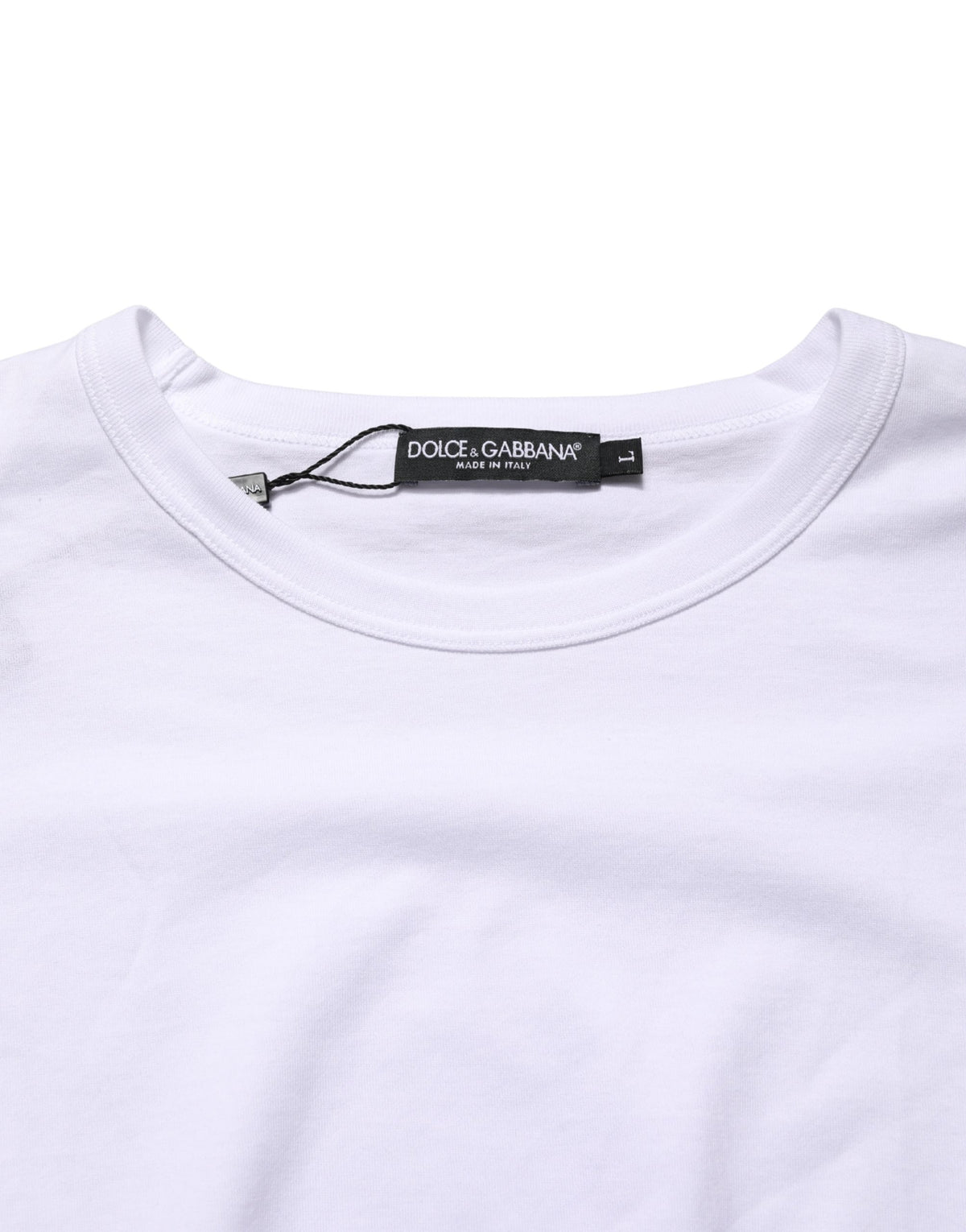 T-shirt blanc en coton à manches courtes et col rond de Dolce &amp; Gabbana