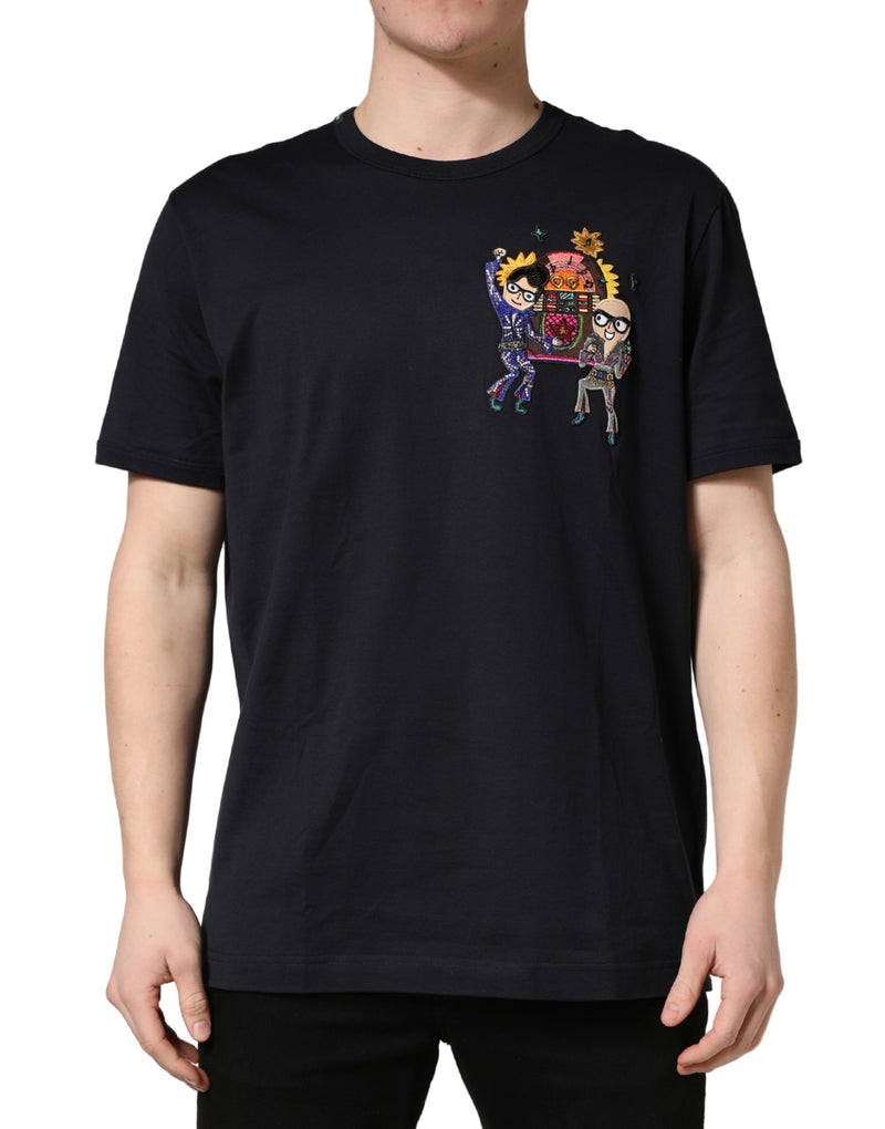 T-shirt col rond homme Dolce & Gabbana noir avec écusson #DGFAMILY
