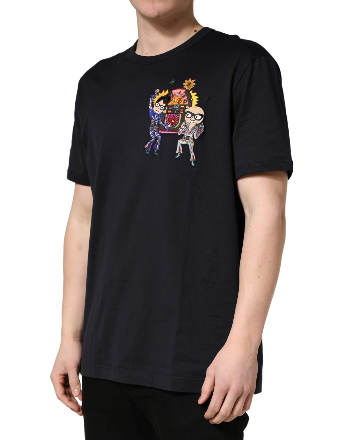 T-shirt col rond homme Dolce & Gabbana noir avec écusson #DGFAMILY
