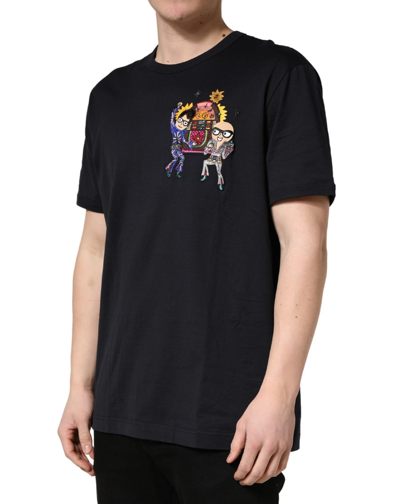 T-shirt col rond homme Dolce & Gabbana noir avec écusson #DGFAMILY