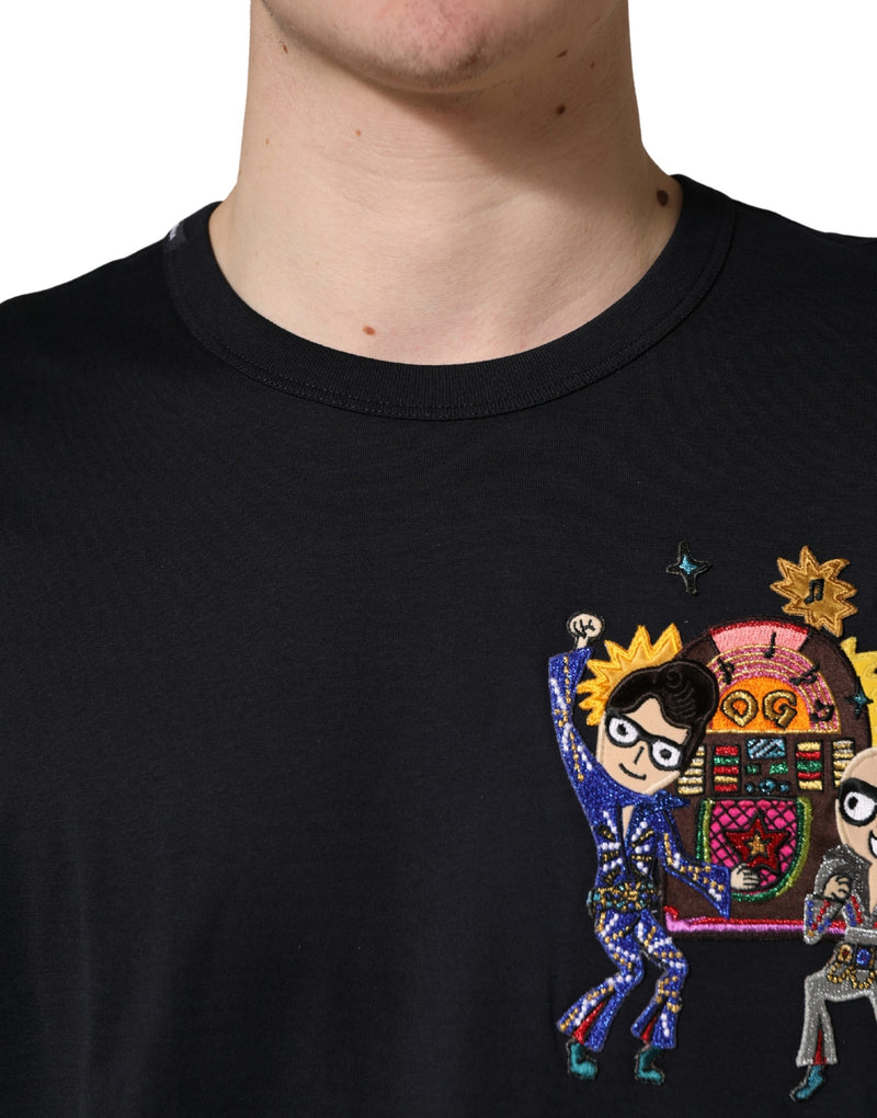 T-shirt col rond homme Dolce & Gabbana noir avec écusson #DGFAMILY
