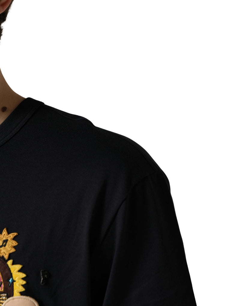 T-shirt col rond homme Dolce & Gabbana noir avec écusson #DGFAMILY