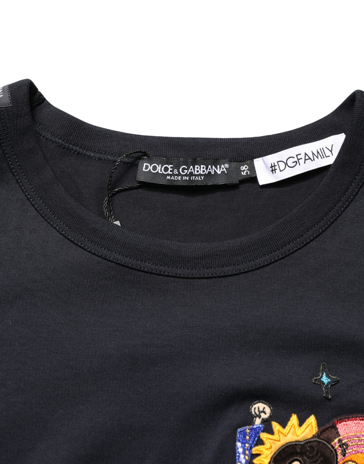 T-shirt col rond homme Dolce & Gabbana noir avec écusson #DGFAMILY