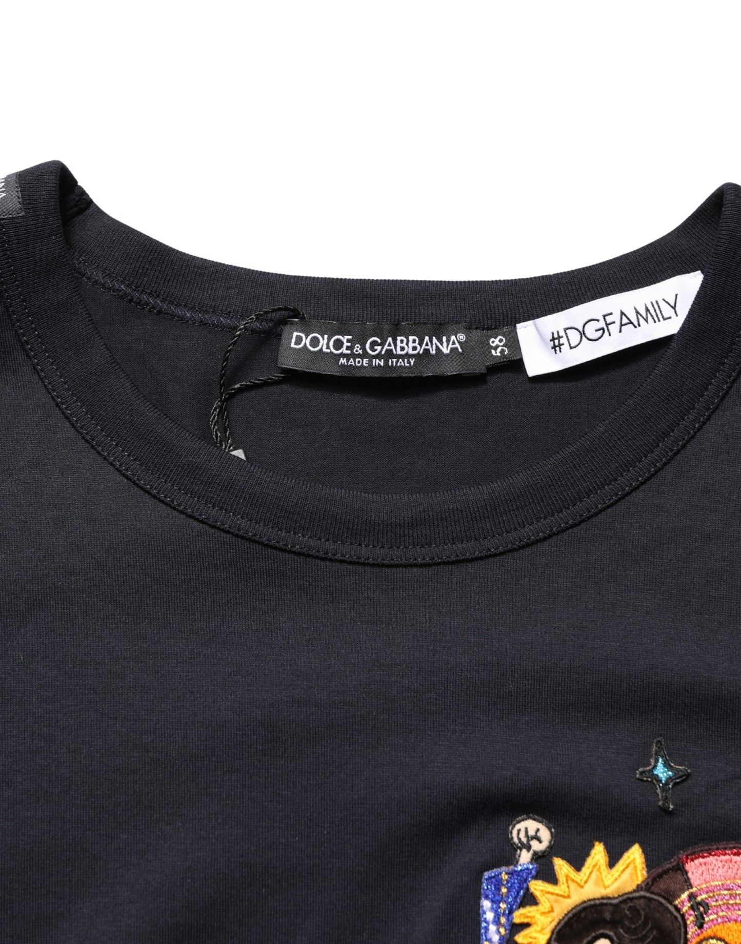 T-shirt col rond homme Dolce & Gabbana noir avec écusson #DGFAMILY
