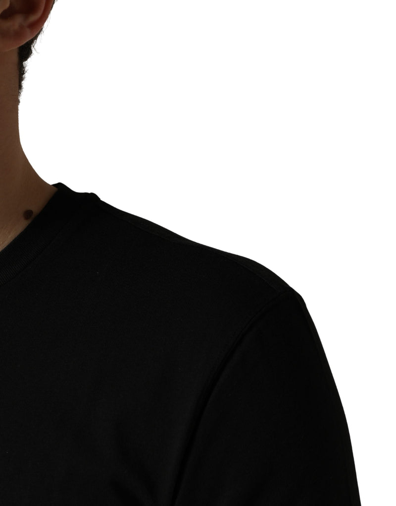 Dolce & Gabbana Black DG London Cotton Men Crew Neck  T-shirt