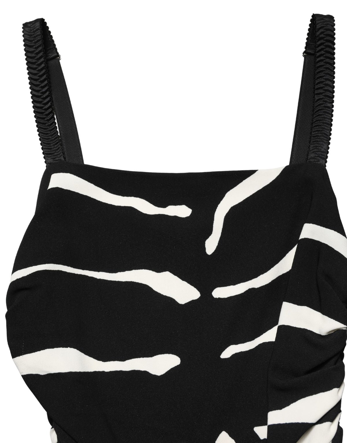 Dolce & Gabbana Black White Zebra Print Cady Calf Length Dress