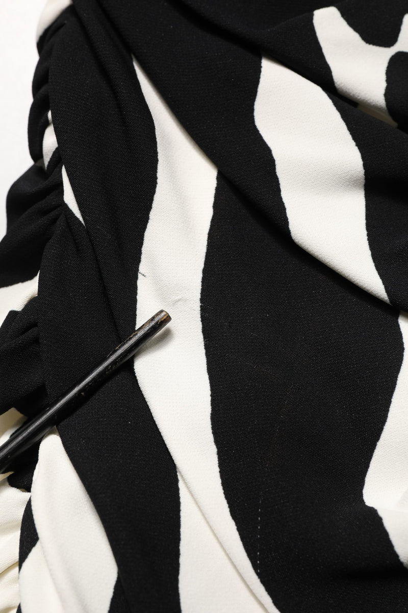 Dolce & Gabbana Black White Zebra Print Cady Calf Length Dress