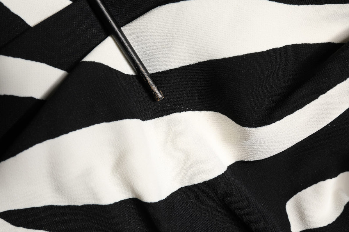 Dolce & Gabbana Black White Zebra Print Cady Calf Length Dress