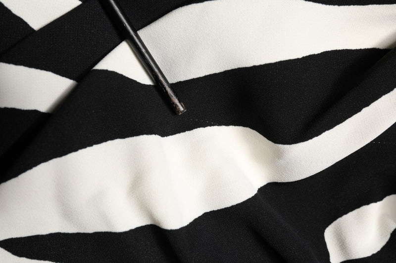 Dolce & Gabbana Black White Zebra Print Cady Calf Length Dress