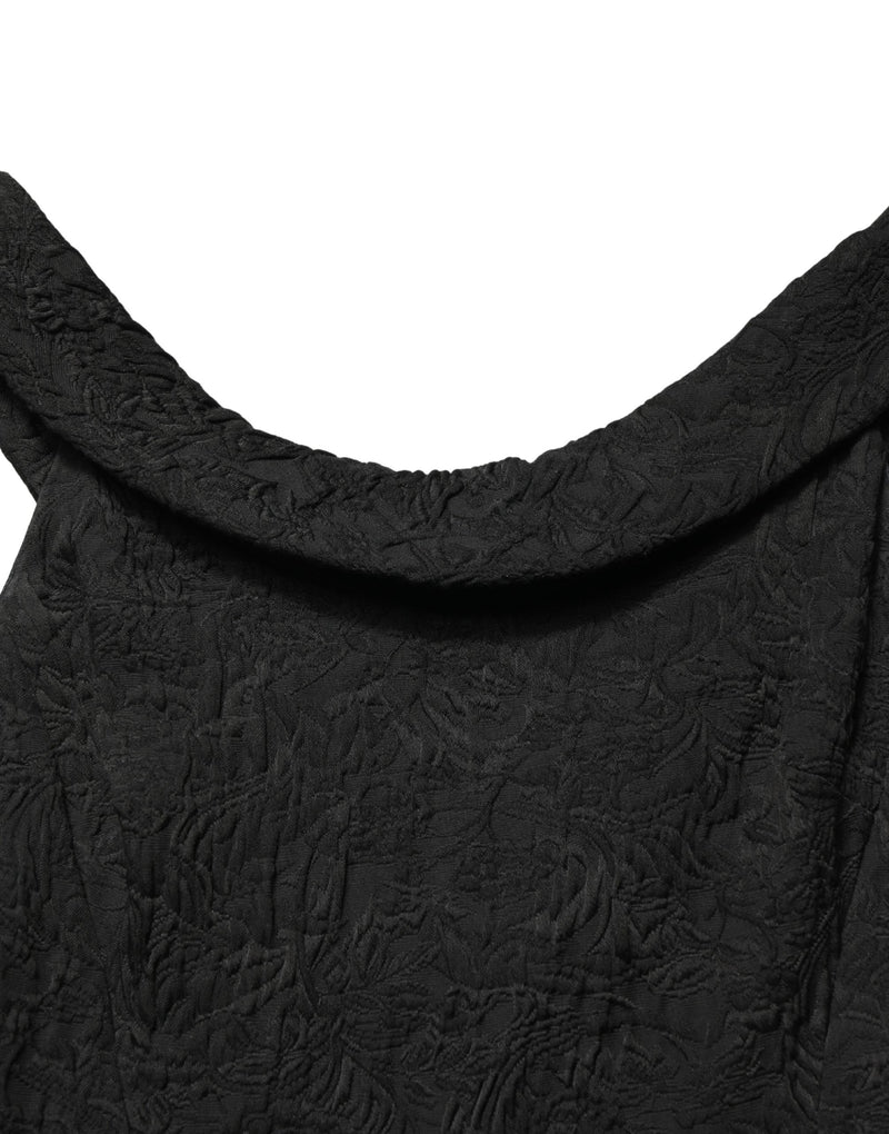 Dolce & Gabbana Black Floral Brocade Sheath Mermaid Dress
