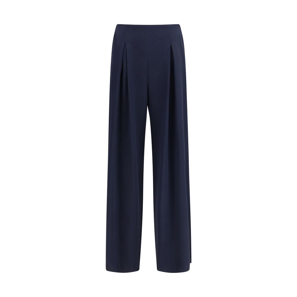 Max Mara Pure Blue Silk Casual Pants - Elegant Wide-Leg Design