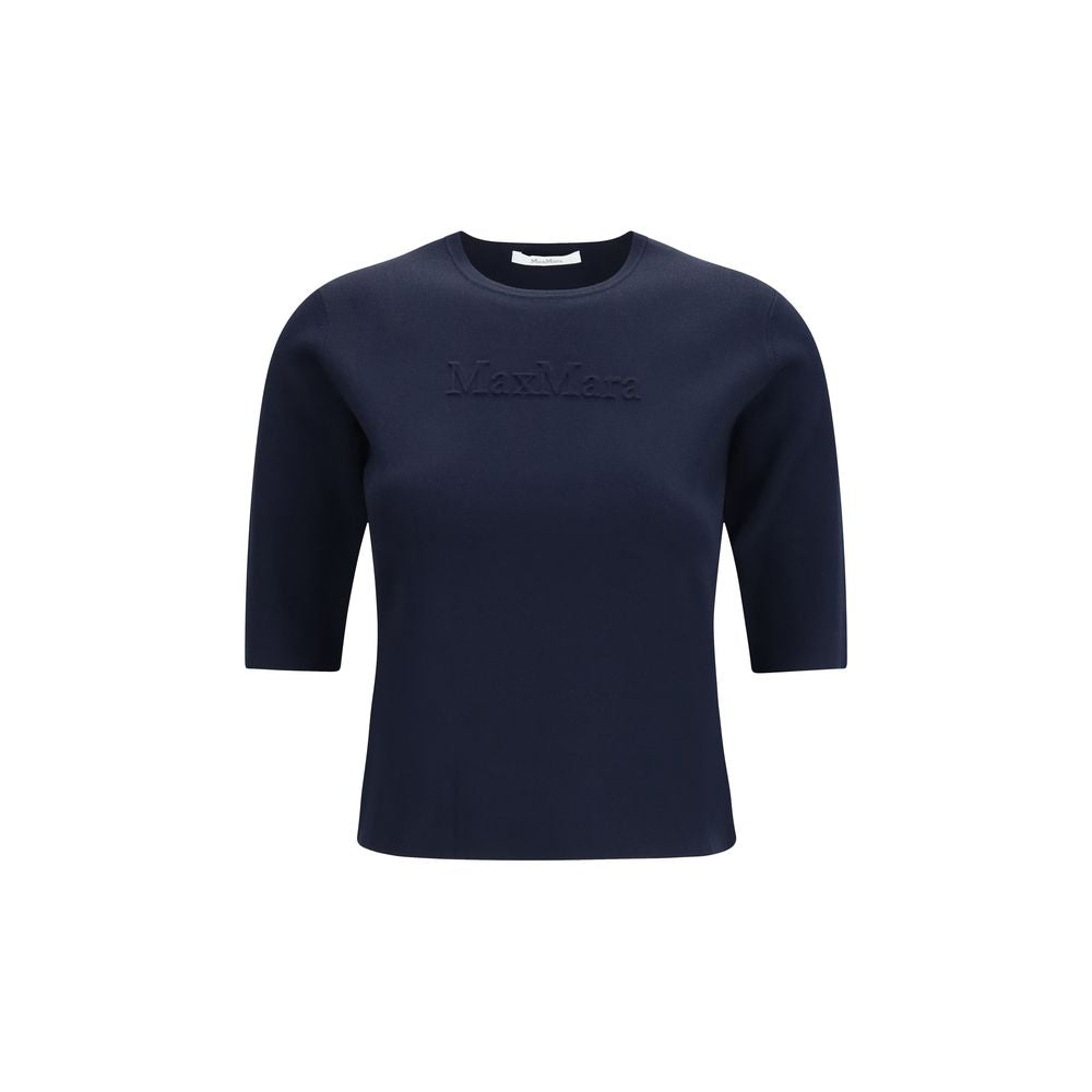 Max Mara Pure Blue Viscose T-Shirt - Mxpauster Model