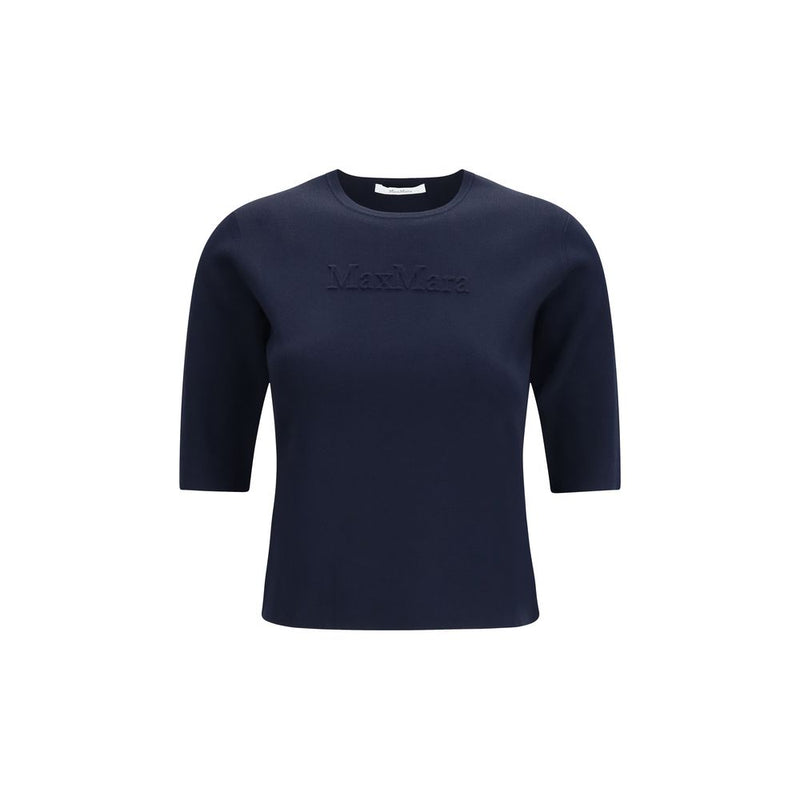 Max Mara Pure Blue Viscose T-Shirt - Mxpauster Model