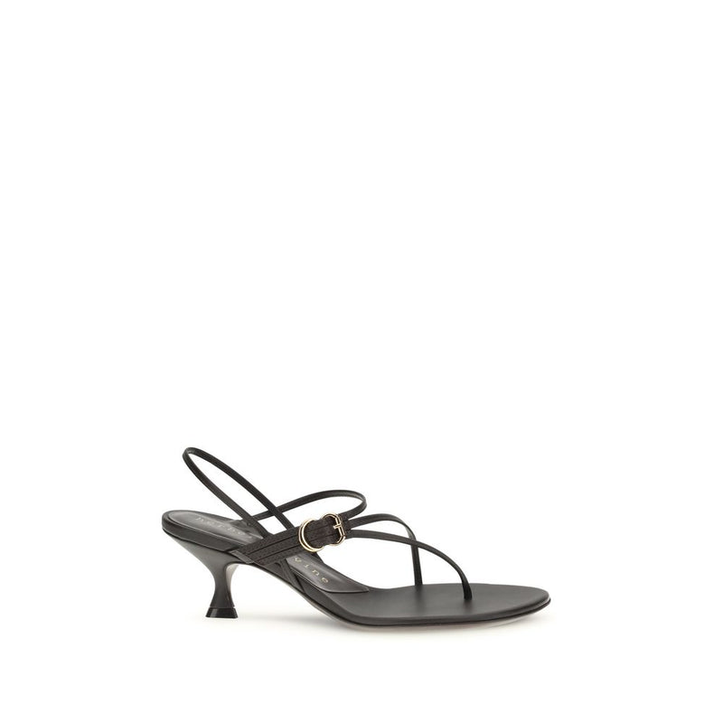 Herbert Levine Black Calf Leather Bos Taurus Stiletto Heel Sandals