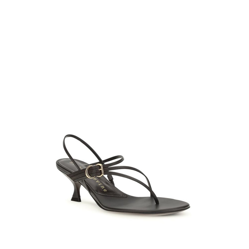 Herbert Levine Black Calf Leather Bos Taurus Stiletto Heel Sandals