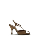 Herbert Levine Brown Silk Strap-On Sandals for Women
