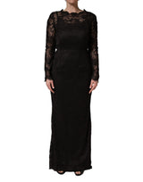 Dolce & Gabbana Black Floral Lace Sheath Maxi Dress