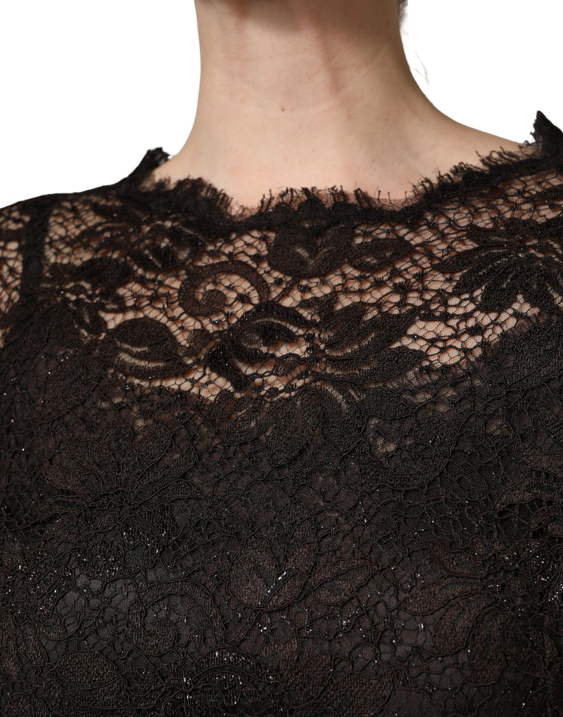 Dolce & Gabbana Black Floral Lace Sheath Maxi Dress