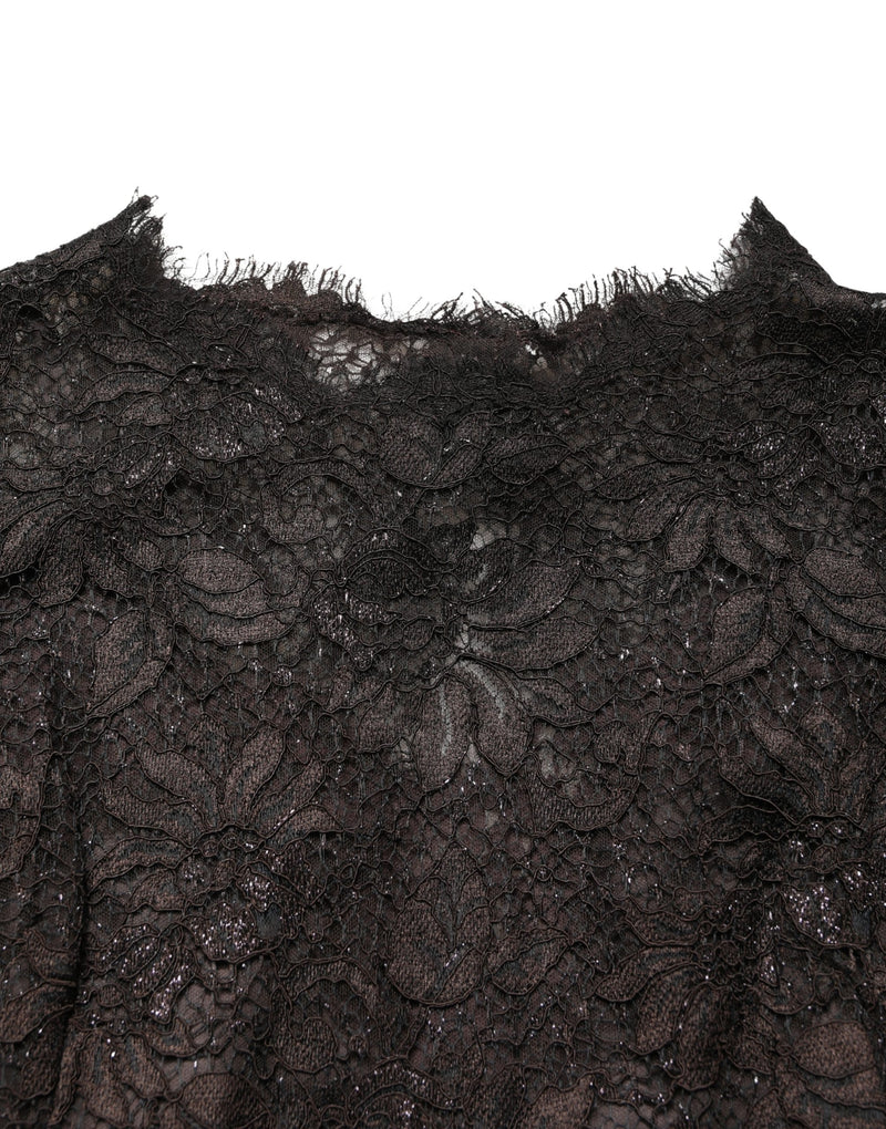 Dolce & Gabbana Black Floral Lace Sheath Maxi Dress
