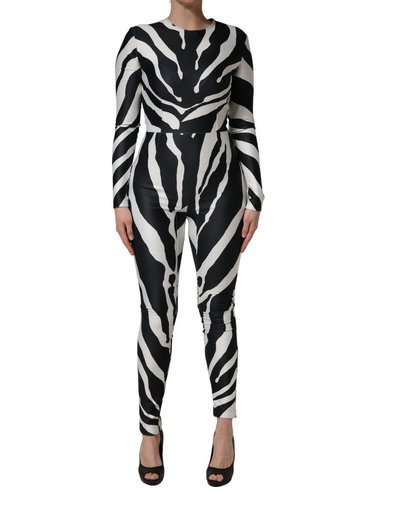 Dolce & Gabbana Black White Zebra Pattern Jumpsuit