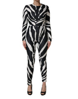 Dolce & Gabbana Black and White Zebra Pattern Jumpsuit
