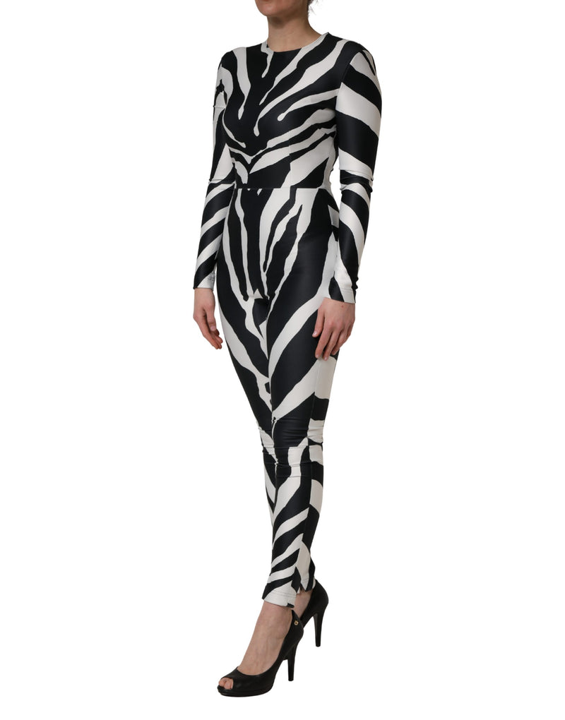 Dolce & Gabbana Black White Zebra Pattern Jumpsuit