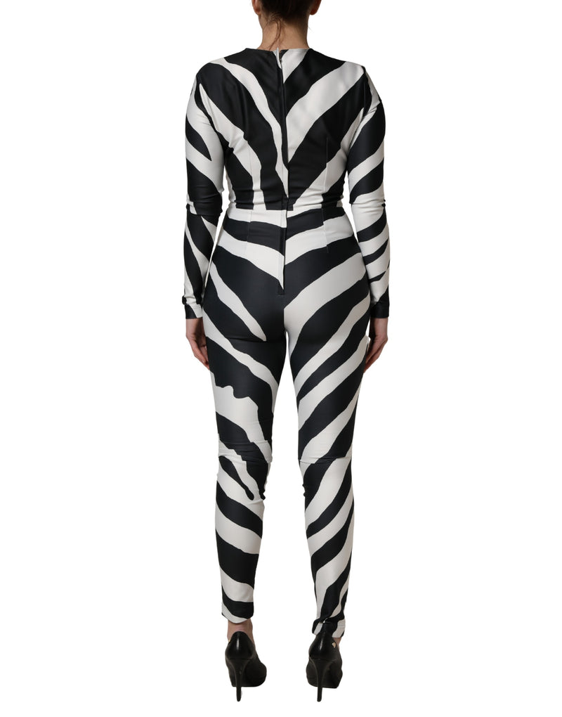 Dolce & Gabbana Black White Zebra Pattern Jumpsuit