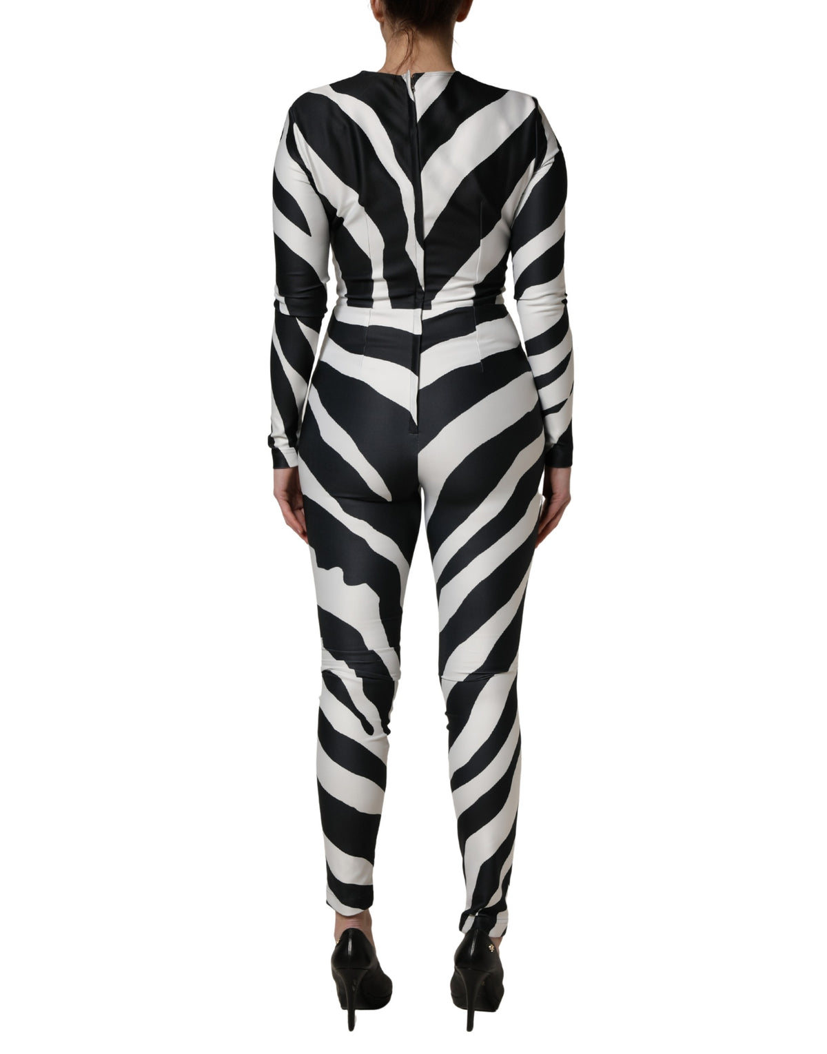 Dolce & Gabbana Black and White Zebra Pattern Jumpsuit
