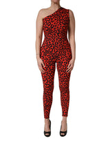 Dolce & Gabbana Black Red Leopard Print Jumpsuit