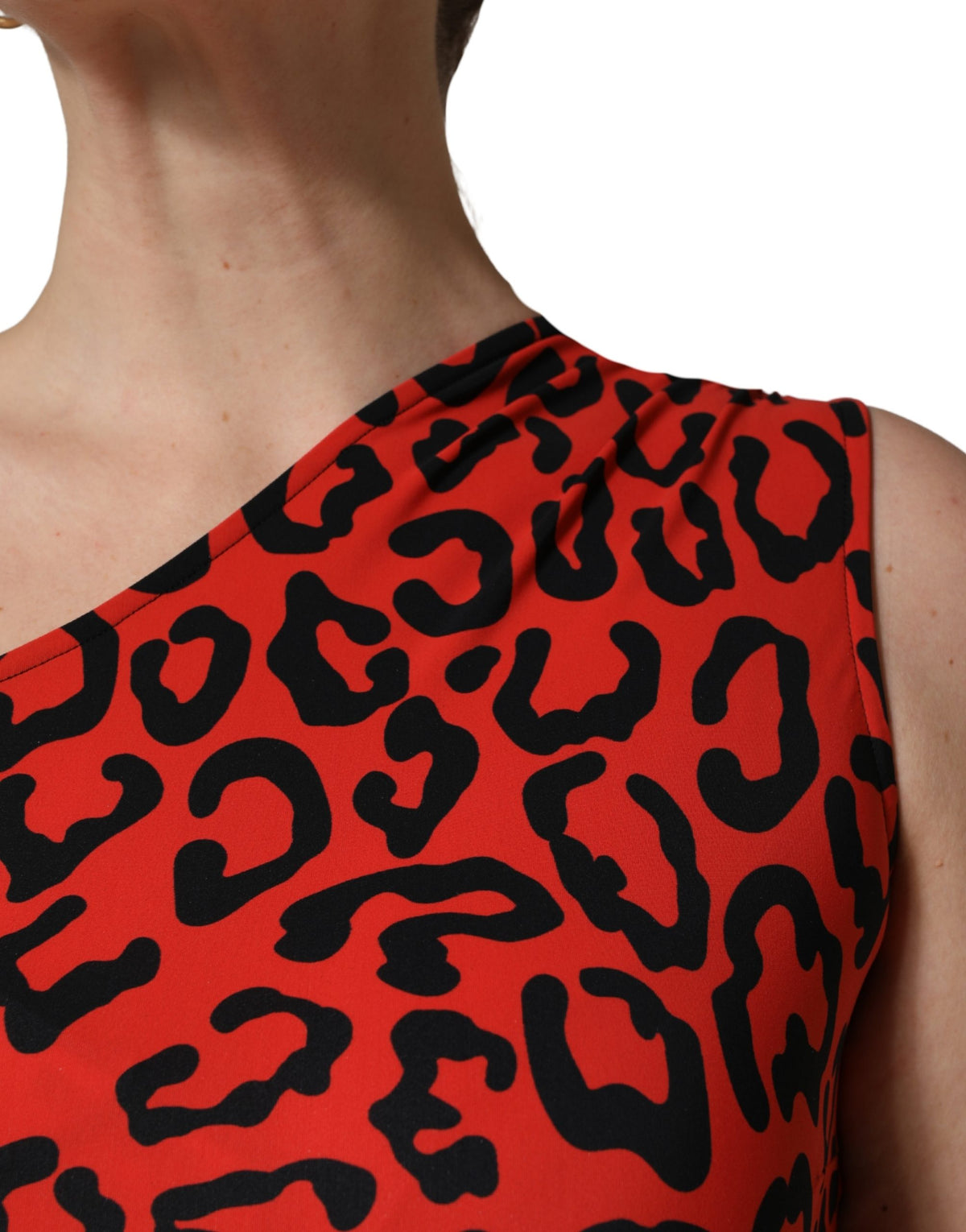 Dolce & Gabbana Black Red Leopard Print Jumpsuit