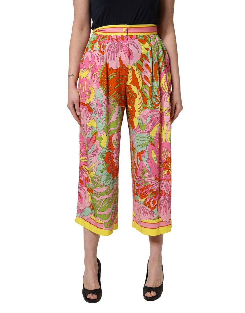 Dolce & Gabbana Multicolor Floral Print Cropped Trouser Pants