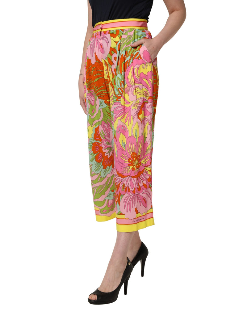 Dolce & Gabbana Multicolor Floral Print Cropped Trouser Pants