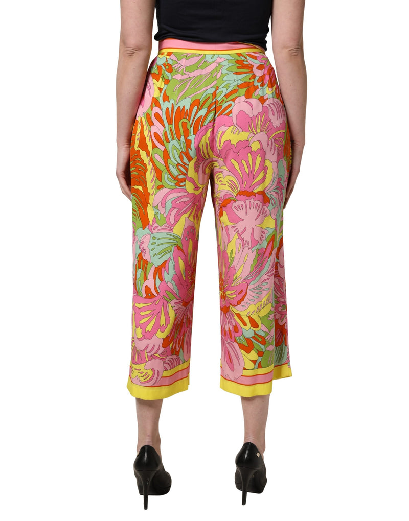 Dolce & Gabbana Multicolor Floral Print Cropped Trouser Pants