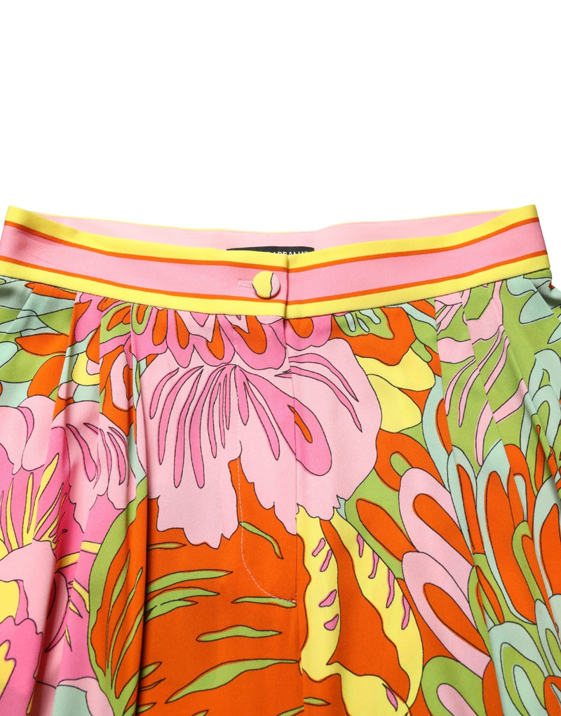 Dolce & Gabbana Multicolor Floral Print Cropped Trouser Pants