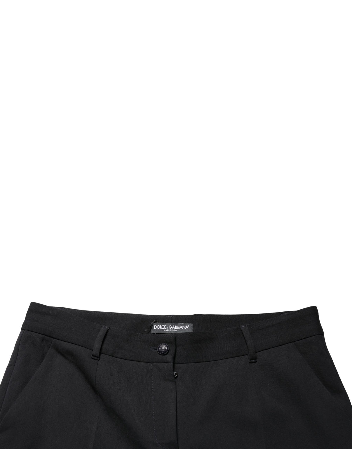 Dolce & Gabbana Black Wool High Waist Cropped Tapered Pants