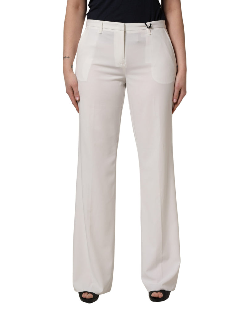 Twinset White Mid Waisted Wide Leg Chino Trouser Pants for Women