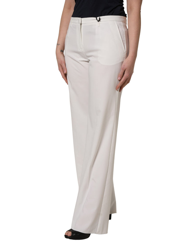 Twinset White Mid Waisted Wide Leg Chino Trouser Pants for Women