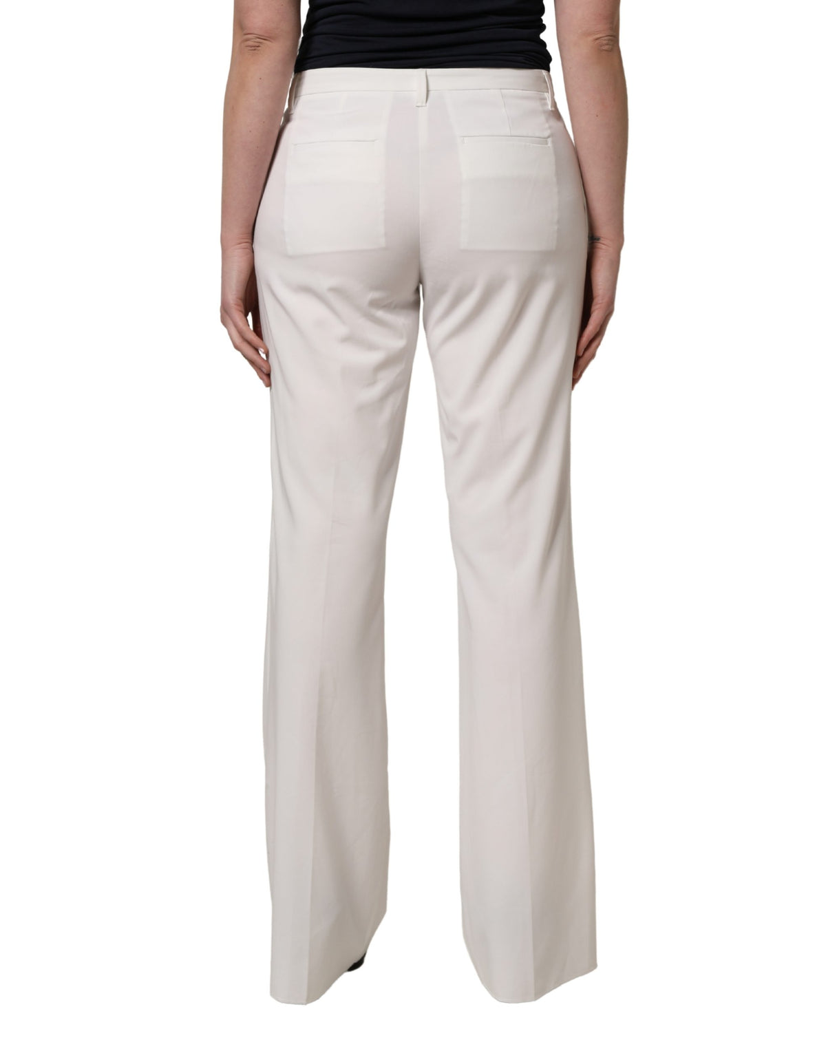 Twinset White Mid Waisted Wide Leg Chino Trouser Pants for Women