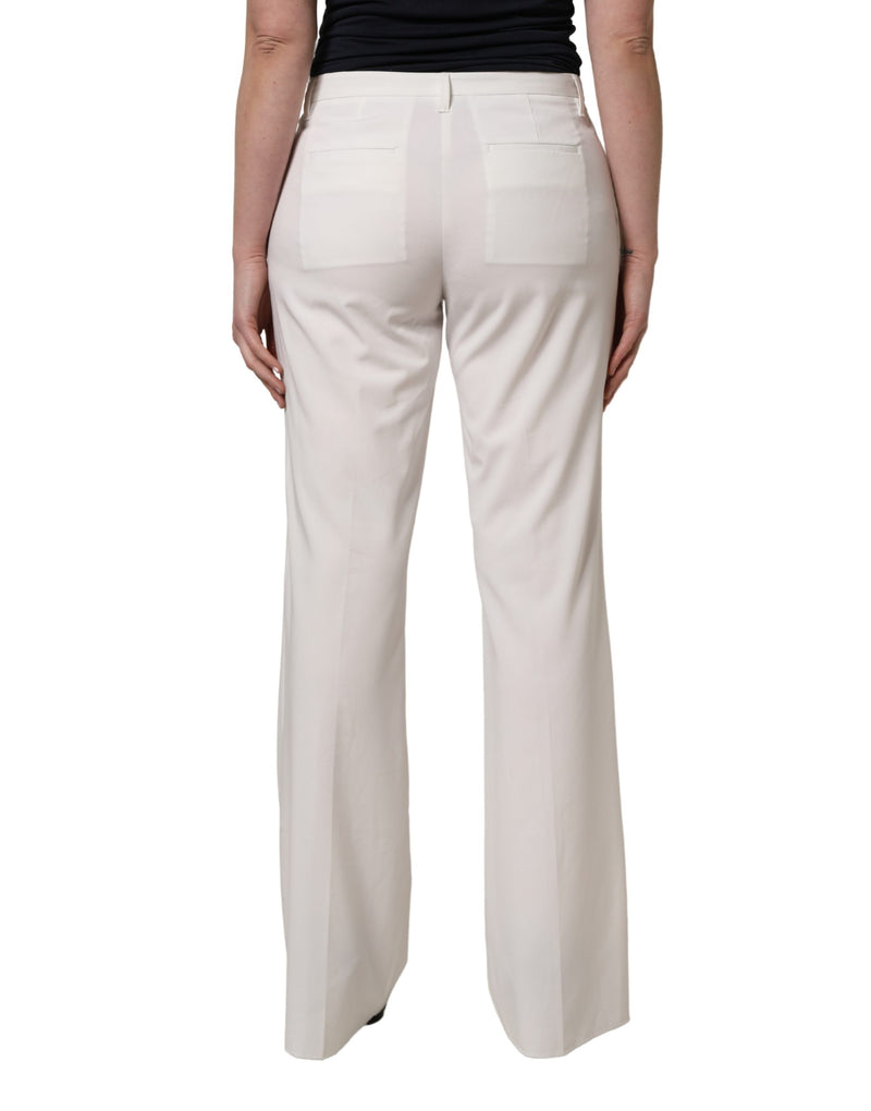 Twinset White Mid Waisted Wide Leg Chino Trouser Pants for Women