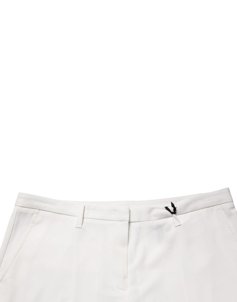 Twinset White Mid Waisted Wide Leg Chino Trouser Pants for Women