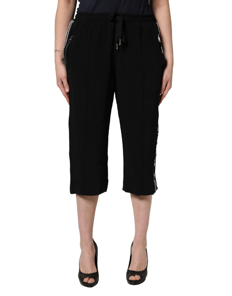 Dolce & Gabbana Black Viscose Mid Waist Cropped Women Pants