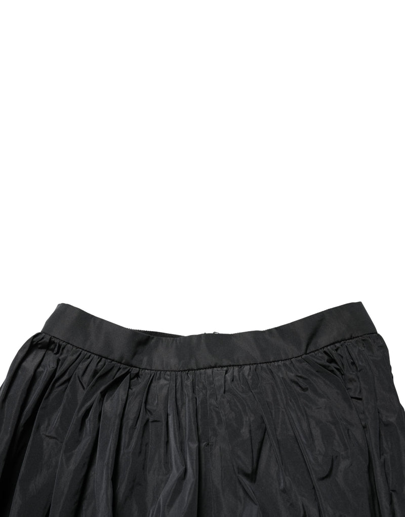 MSGM Black High Waist Pleated A-line Long Maxi Skirt for Women